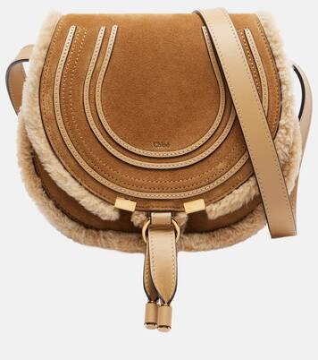 Marcie Small shearling-trimmed suede crossbody bag | Chloé