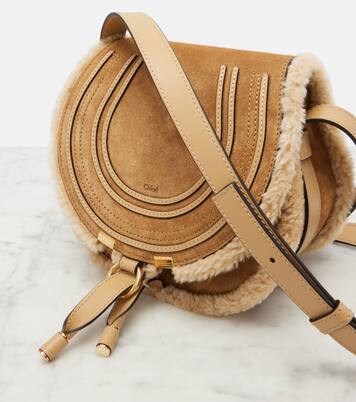Marcie Small shearling-trimmed suede crossbody bag | Chloé
