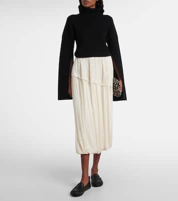 Layered velvet-trimmed midi skirt | Xu Zhi
