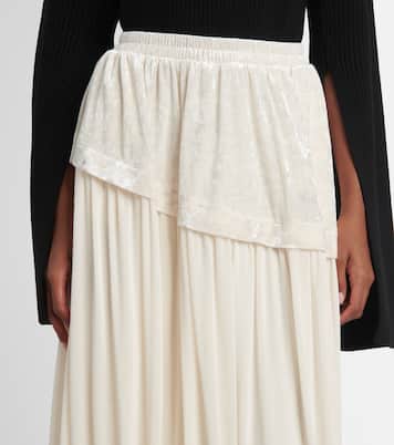 Layered velvet-trimmed midi skirt | Xu Zhi