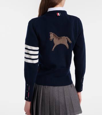 4-Bar intarsia virgin wool cardigan | Thom Browne