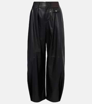 Pantalon barrel à taille haute en cuir | Loewe