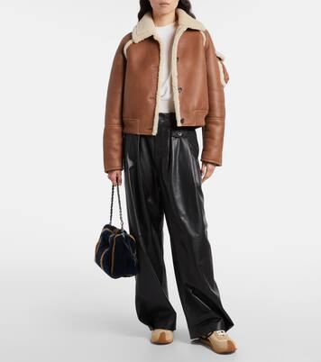 Pantalon barrel à taille haute en cuir | Loewe