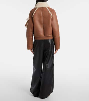 Pantalon barrel à taille haute en cuir | Loewe