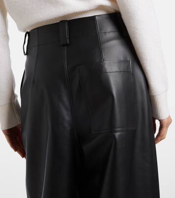 Pantalon barrel à taille haute en cuir | Loewe