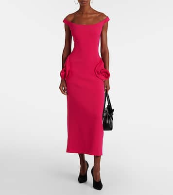 Floral-appliqué off-shoulder cocktail dress | Magda Butrym