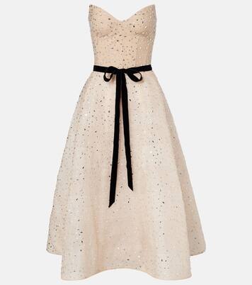 Belted embellished cocktail dress | Monique Lhuillier