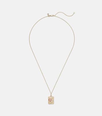 Collar con colgante The Lovers Tarot Card de oro de 14 ct con rubíes y diamantes | Sydney Evan