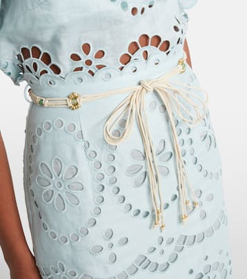 Awaken embroidered linen midi skirt | Zimmermann
