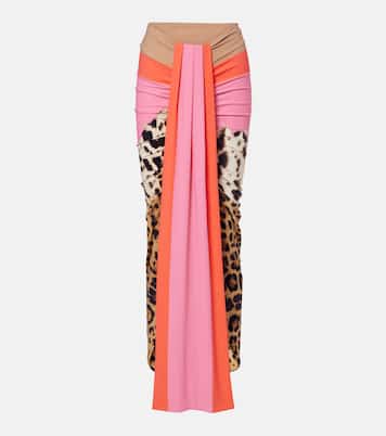Leopard-print asymmetric maxi skirt | Roberto Cavalli