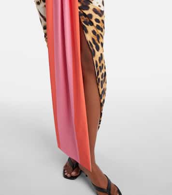 Leopard-print asymmetric maxi skirt | Roberto Cavalli