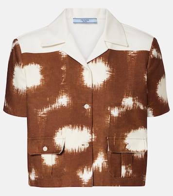 Printed cropped cotton shirt | Prada