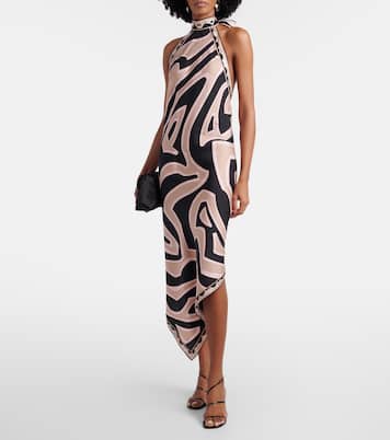 Labirinto halterneck silk twill midi dress | Pucci