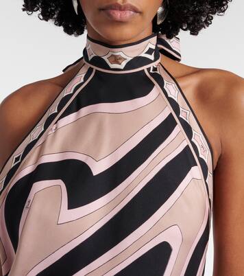 Labirinto halterneck silk twill midi dress | Pucci