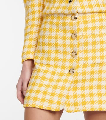 Mini-jupe en laine mélangée à carreaux | Miu Miu