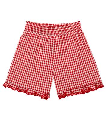 Gingham embroidered cotton shorts | Monnalisa