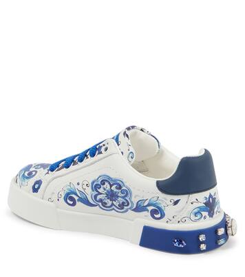 Printed embellished leather sneakers | Dolce&Gabbana Kids