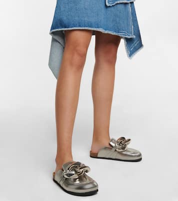 Embellished metallic leather slippers | JW Anderson