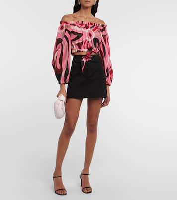 Marmo off-shoulder cotton crop top | Pucci