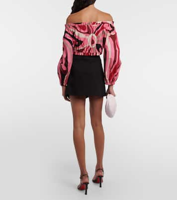 Marmo off-shoulder cotton crop top | Pucci