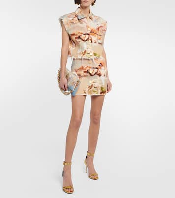 Minigonna di jeans con stampa | Balmain