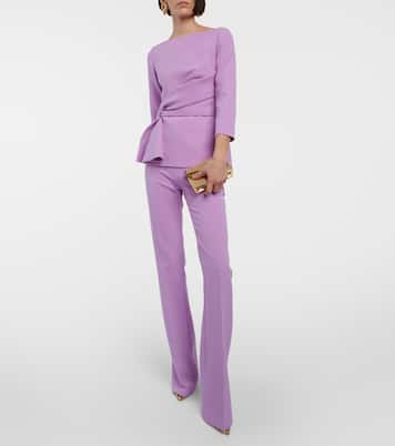 Pantalon évasé Alexa à taille haute en crêpe | Safiyaa
