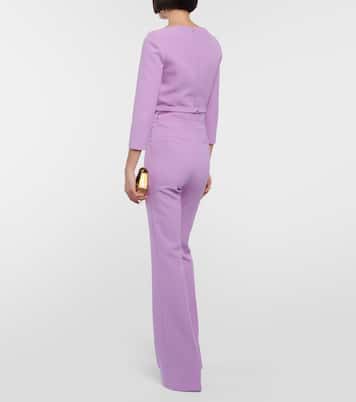 Pantalon évasé Alexa à taille haute en crêpe | Safiyaa