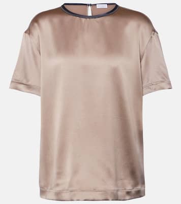 Silk-blend satin top | Brunello Cucinelli