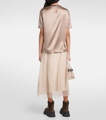 Silk-blend satin top | Brunello Cucinelli