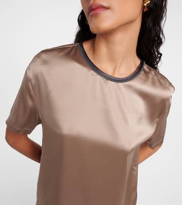 Silk-blend satin top | Brunello Cucinelli