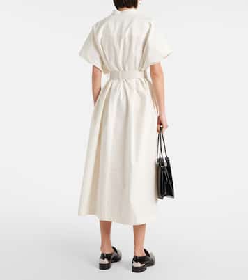 Abito midi in cotone con pelle | Jil Sander