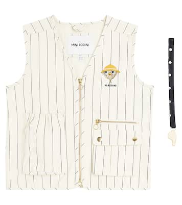 Gilet Owl in cotone a righe e fischietto | Mini Rodini