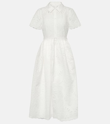 Embroidered cotton midi dress | Self-Portrait