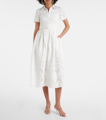 Embroidered cotton midi dress | Self-Portrait