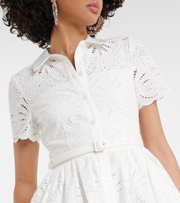 Embroidered cotton midi dress | Self-Portrait