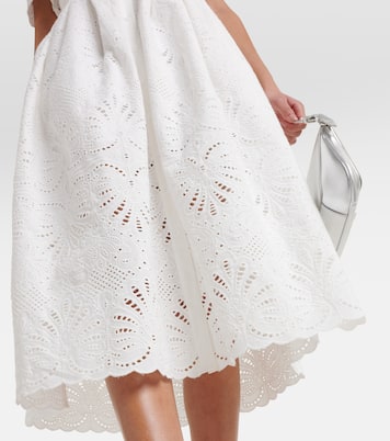 Embroidered cotton midi dress | Self-Portrait