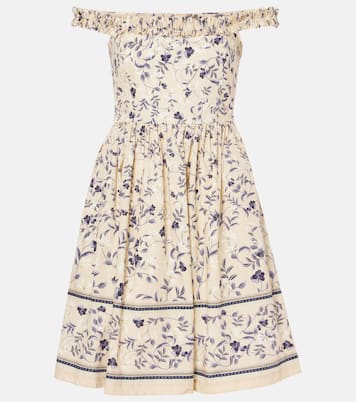 Achiote Café floral cotton minidress | Agua by Agua Bendita