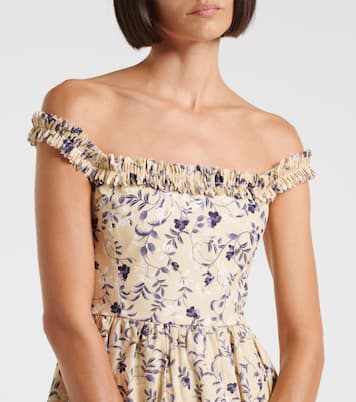 Achiote Café floral cotton minidress | Agua by Agua Bendita