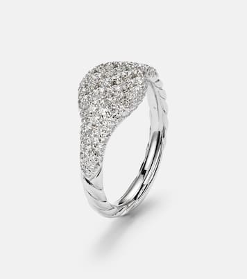 Anello per mignolo Petite Pavé in oro bianco 18kt con diamanti | David Yurman
