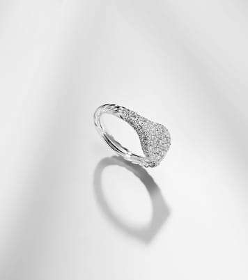 Anello per mignolo Petite Pavé in oro bianco 18kt con diamanti | David Yurman