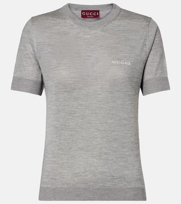 Logo knitted cashmere and silk T-shirt | Gucci