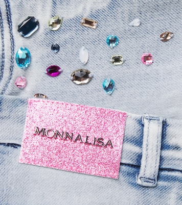 Crystal-embellished wide-leg jeans | Monnalisa
