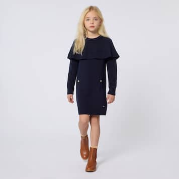 Caped cotton and wool dress | Chloé Kids
