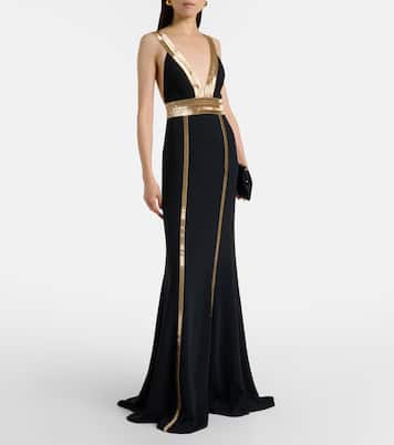 Robe longue en velours à ornements | Costarellos