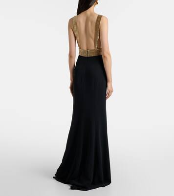 Robe longue en velours à ornements | Costarellos