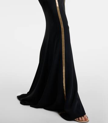 Robe longue en velours à ornements | Costarellos