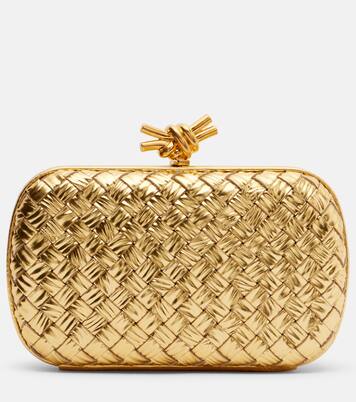 Knot Intreccio metallic leather clutch | Bottega Veneta