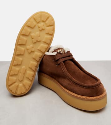 Shearling-trimmed suede desert boots | Prada