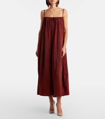 Gathered taffeta midi dress | Saint Laurent