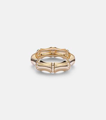 Bamboo Resort 14kt gold (585/1000) ring with diamonds | Stone and Strand